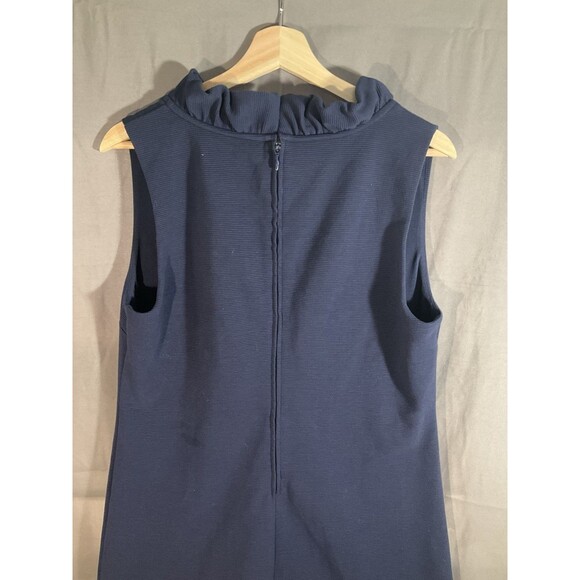 LILLY PULITZER TISBURY Womens L True Navy Ruffle V-Neck Sleeveless Shift Dress - Picture 8 of 9